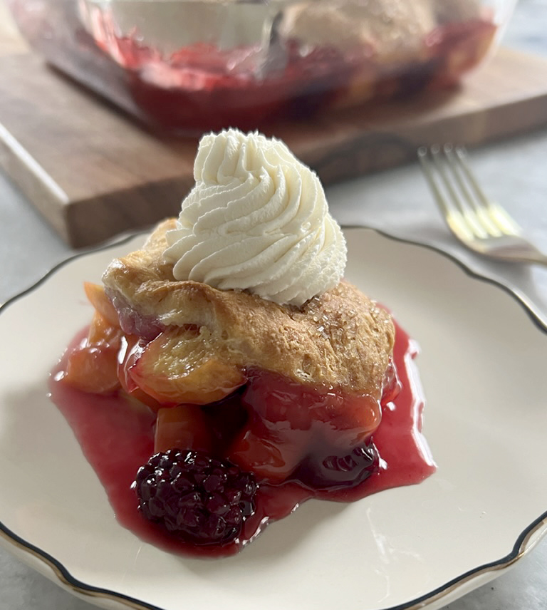 Blackberry Peach Biscuit Cobbler<br />
