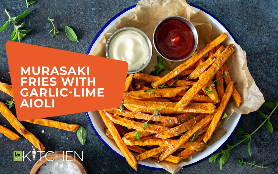 Crispy Murasaki Sweet Potato Fries with Garlic-Lime Aioli