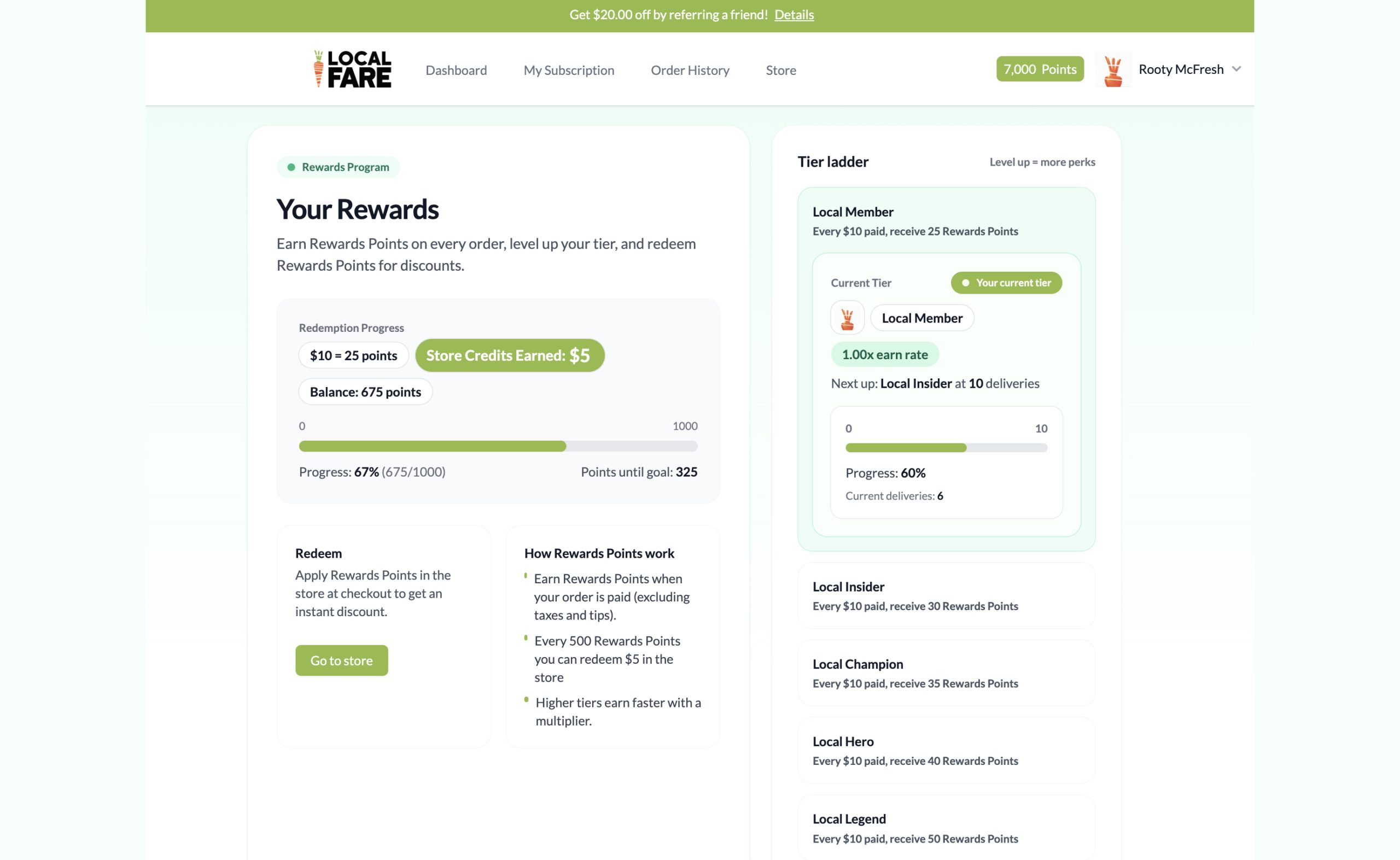 Earn member points at local fare jax farm bag